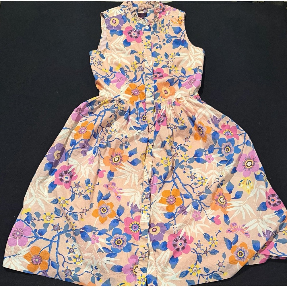 J.CREW Ruffle Neck Shirt Dress in Liberty Art Pavilion Floral Size 2